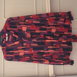 Liz Claiborne xl sheer multi colored long sleeve blouse